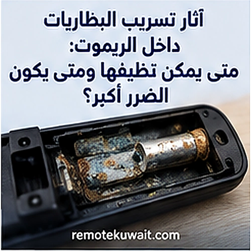 آثار تسريب بطاريات قديمة داخل حجرة ريموت التلفزيون